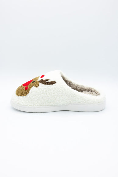 MIA Christmas Reindeer Slippers for Women in Cream