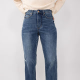 Judy Blue High Waist Raw Hem Straight Jeans for Women