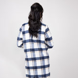 Love Tree Plaid Full Length Coat for Women in Navy