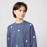 1897 Active Heart Embroidery Sweatshirt for Women in Blue