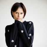 1897 Active Skull Embroidery Sweatshirt for Women in Black