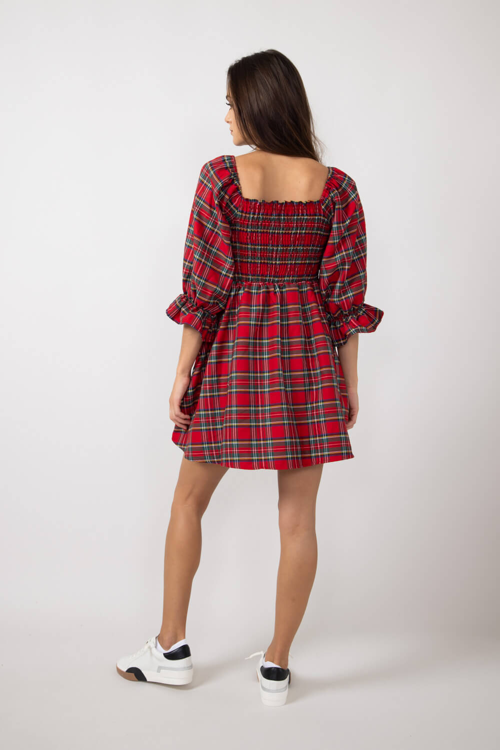 Fashion holiday plaid dress womens