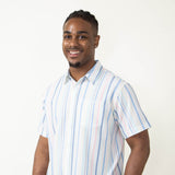 Simply Southern Stripe Button Down Shirt for Men in White