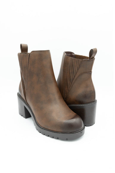 Soda Wisely Lug Booties for Women in Brown