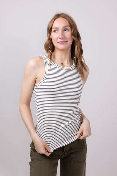 Thread & Supply Edlin Stripe Tank Top for Women in Cream Black