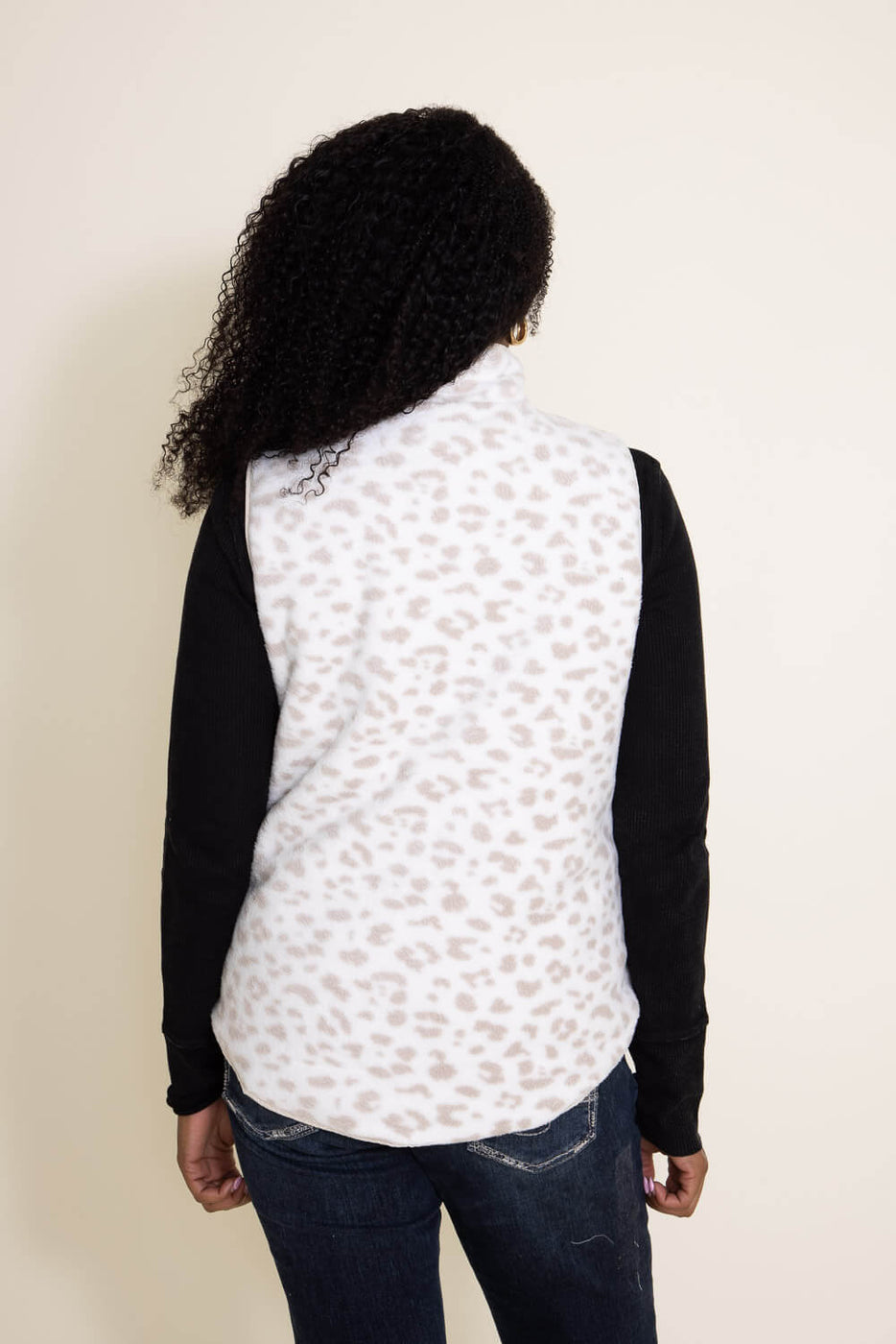 Thread & Supply Quilted Reversible Vest for Women in White Leopard 