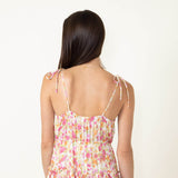 Floral Tiered Mini Dress for Women in Ivory Pink