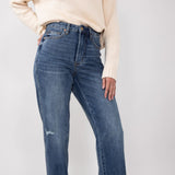 Judy Blue High Waist Raw Hem Straight Jeans for Women