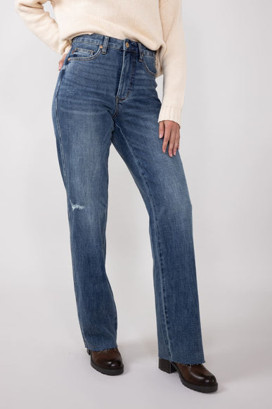 Judy Blue High Waist Raw Hem Straight Jeans for Women