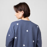 1897 Active Heart Embroidery Sweatshirt for Women in Blue