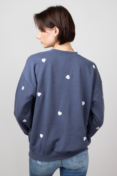 1897 Active Heart Embroidery Sweatshirt for Women in Blue