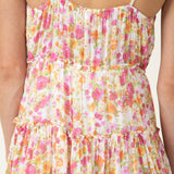 Floral Tiered Mini Dress for Women in Ivory Pink