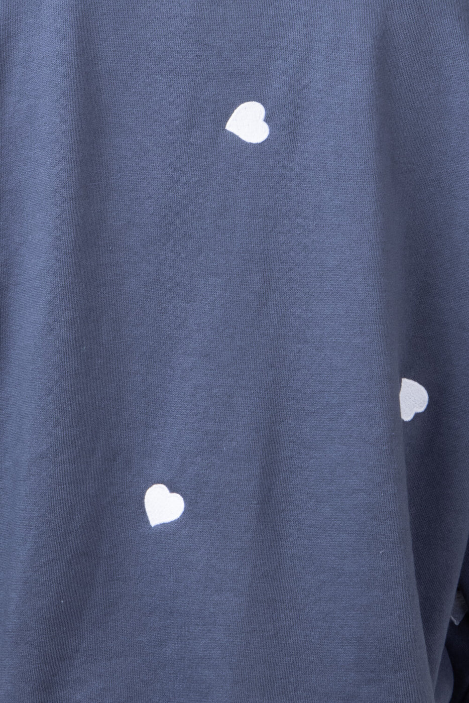 THE GREAT. Gray with Embroidered Blue Hearts store T-Shirt