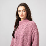 Simply Southern Braid Cropped Sweater for Women in Plum