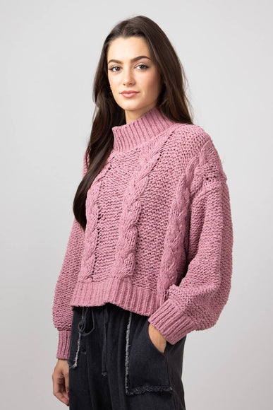 Simply Southern Braid Cropped Sweater for Women in Plum