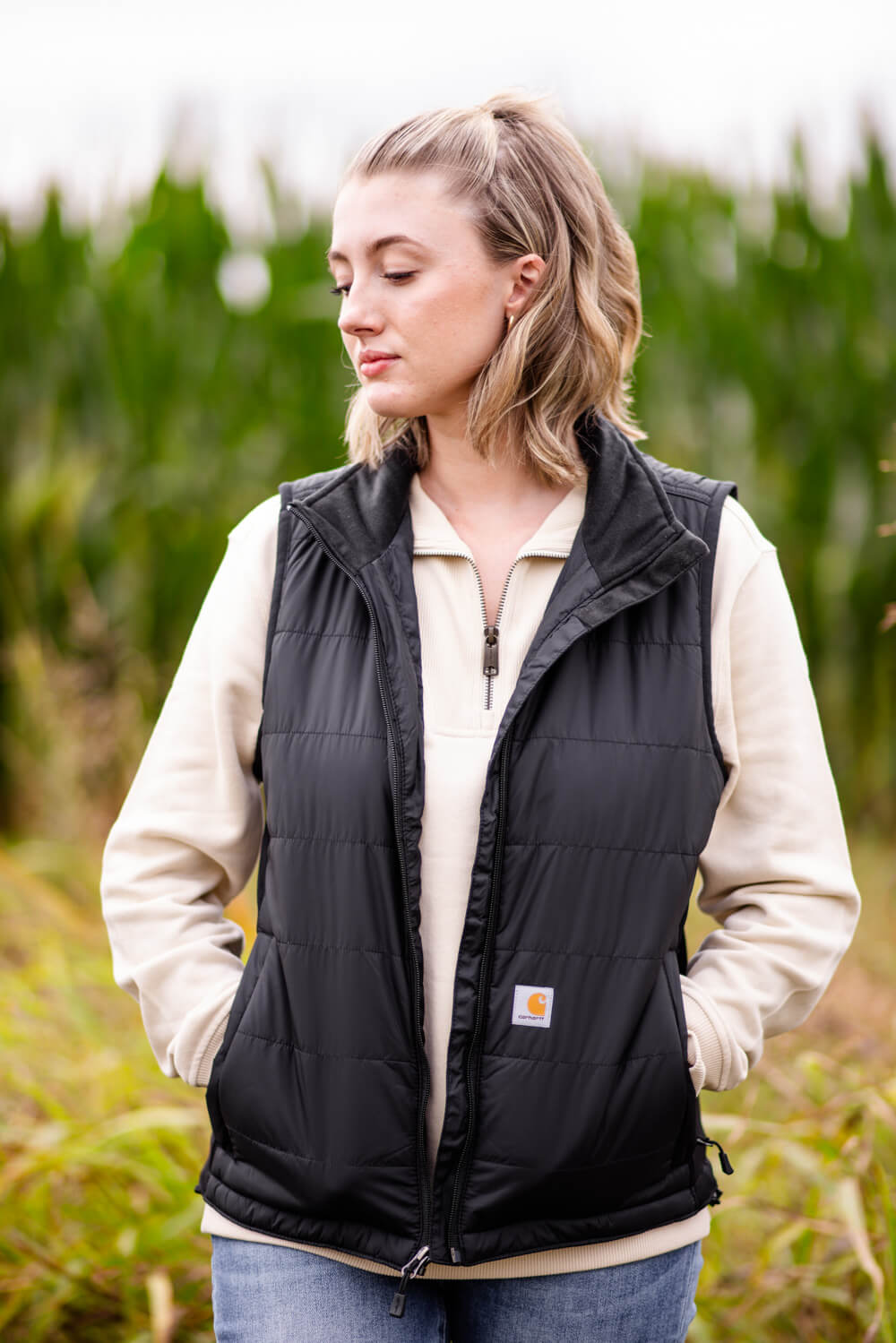 Carhartt Rain Defender Lightweight Insulated Vest for Women in Black Glik s