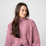 Simply Southern Braid Cropped Sweater for Women in Plum