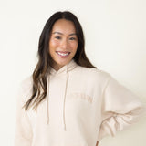 1897 Active Michigan Embroidered Hoodie for Women in Cream