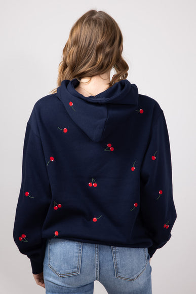 1897 Active All Over Cherry Embroidered Hoodie for Women in Navy