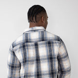 Brooklyn Cloth Heavy Flannel Shacket for Men in Blue/Cream