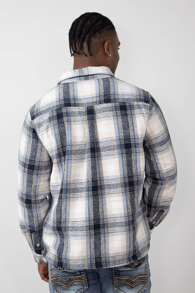 Brooklyn Cloth Heavy Flannel Shacket for Men in Blue/Cream