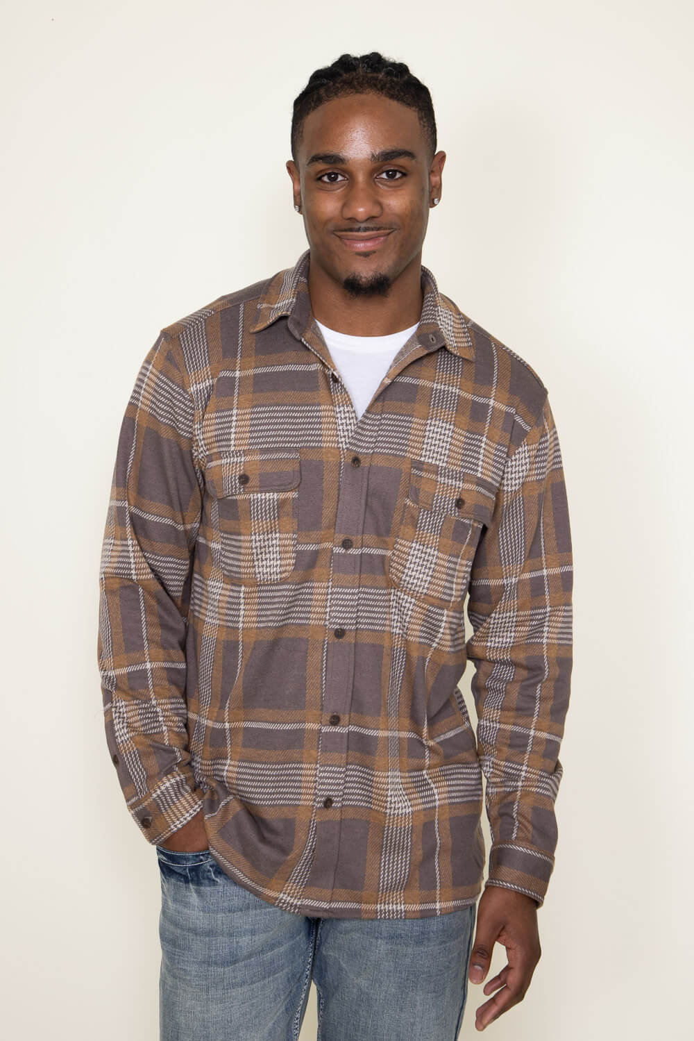 Simply Southern Plaid Flannel Shirt for Men in Multi Orange at Glik's , XL