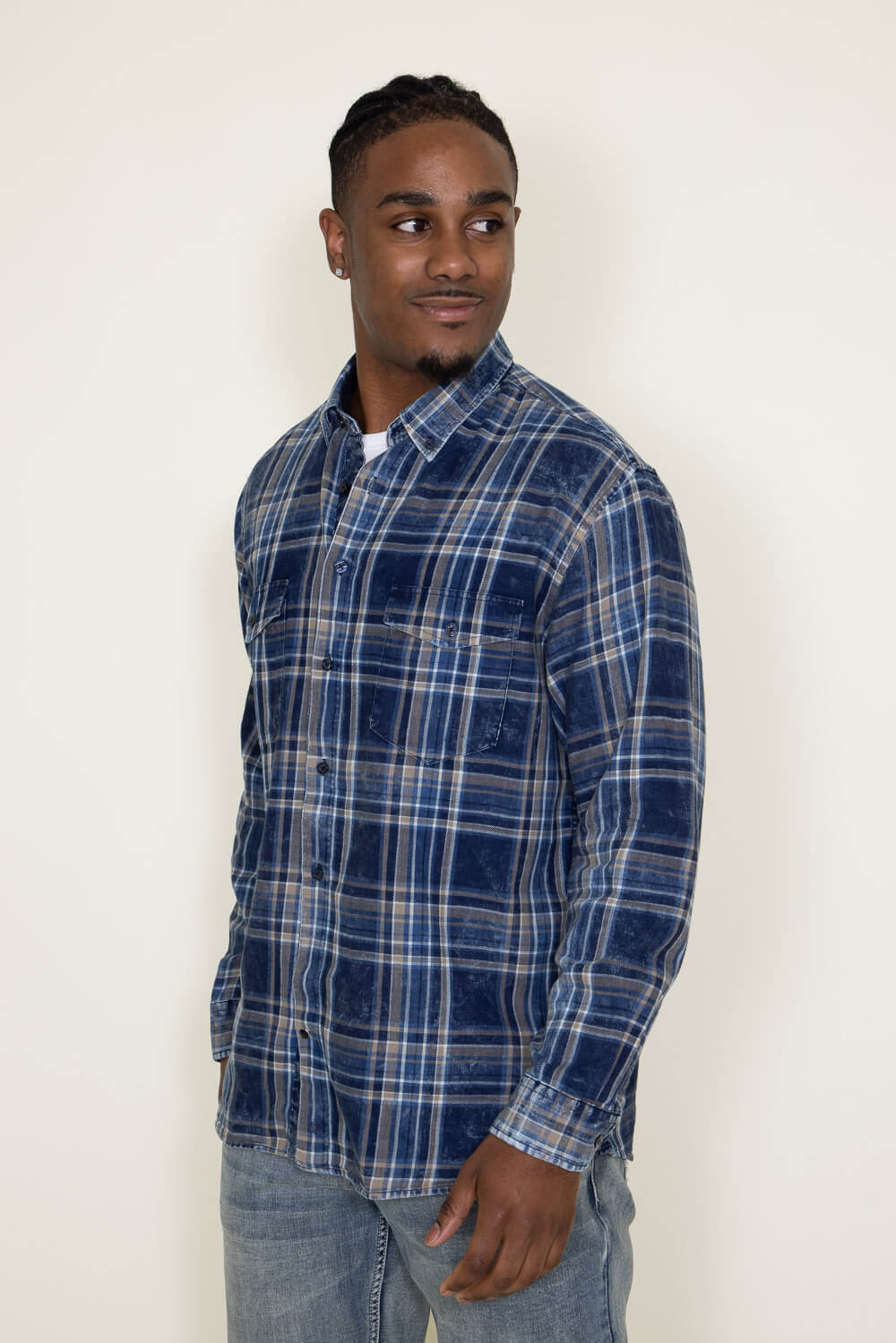 Wrangler Rugged Wear® Long Sleeve Flannel Plaid Button-Down Shirt