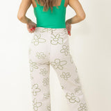 Bailey Rose Wide Leg Floral Printed Pants for Women in Olive