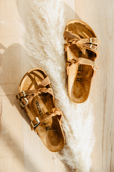 Birkenstock Franca Oiled Leather Braided Sandals for Women in Cognac