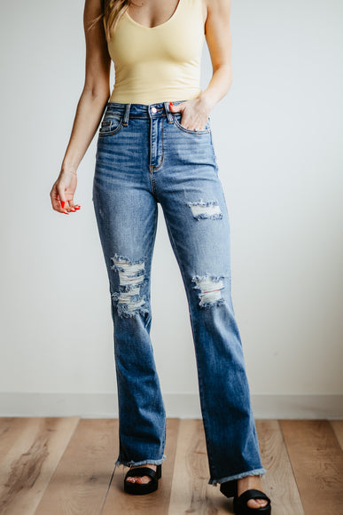 Judy Blue High Rise Destroy Fray Hem Bootcut Jeans for Women