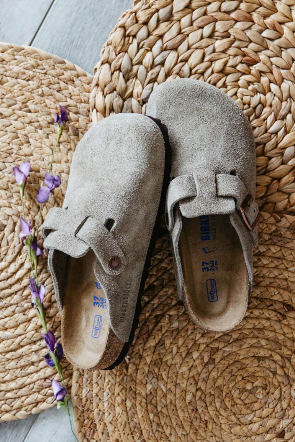 NEW Birkenstock Boston Suede Clogs, Soft Footbed, Wide (Taupe ) 39