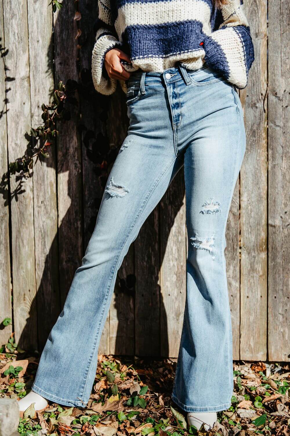 Judy Blue High Rise Distressed Flare Jeans for Women