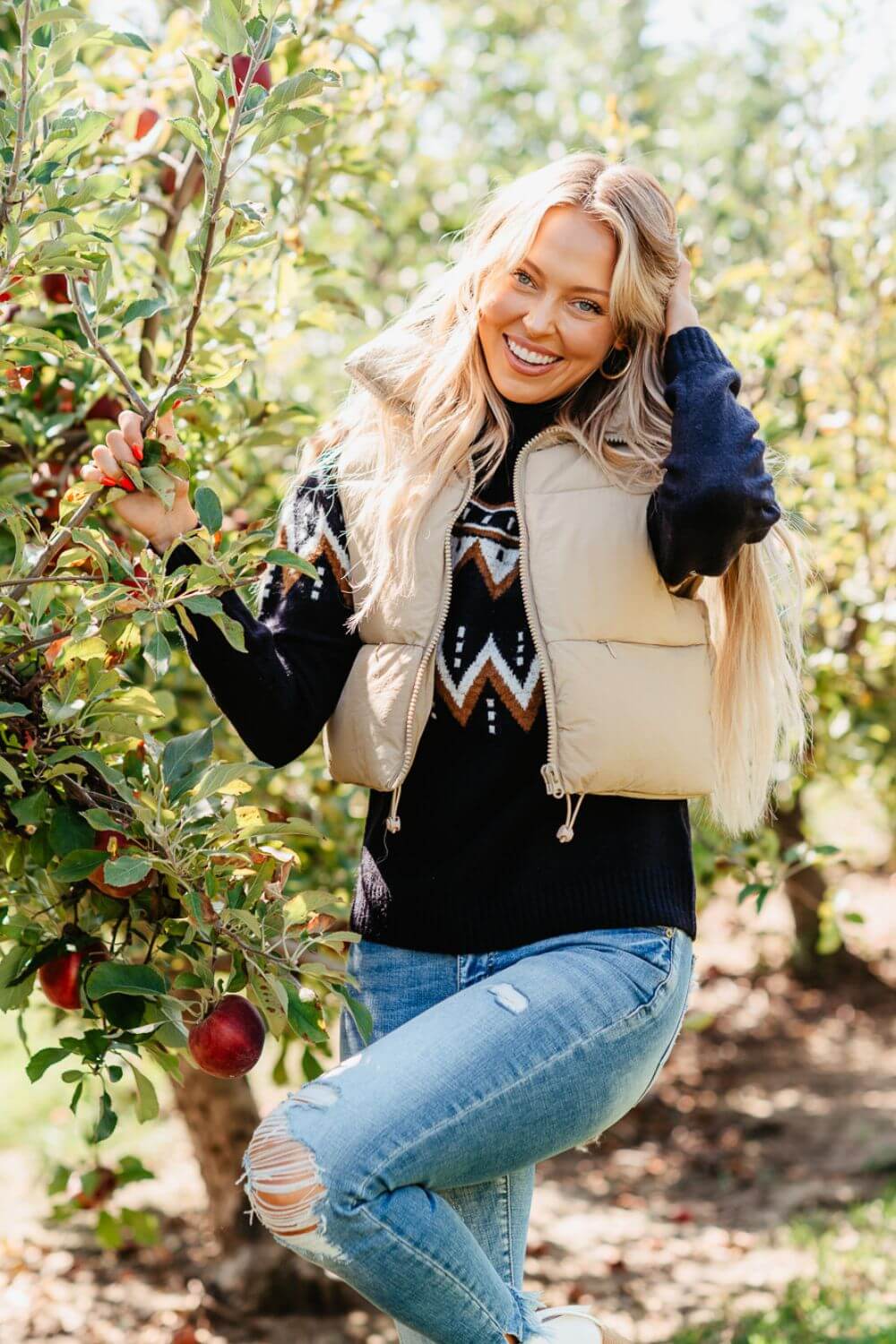 Simply Southern Cropped Puffer Vest for Women in Mocha Brown