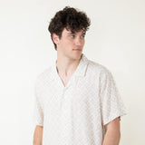 Woven Button Up Shirt for Men in Cream