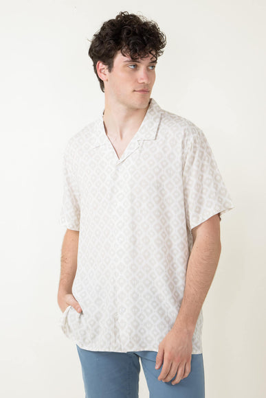 Woven Button Up Shirt for Men in Cream