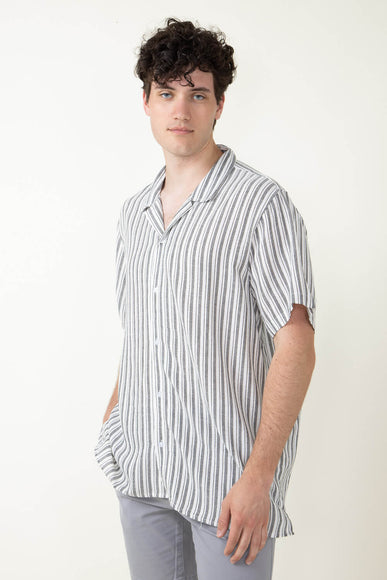 Woven Resort Button Up Shirt for Men in White