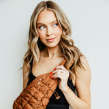 Quilted Puffer Sling Bag for Women in Brown