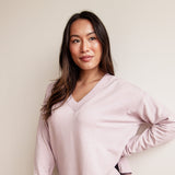 Thread & Supply V Neck Fleece Shirt for Women in Lilac