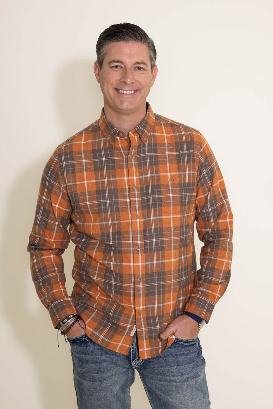 River Flannel Shirt // Orange Plaid (M) - Fashion Clearance - Touch of  Modern