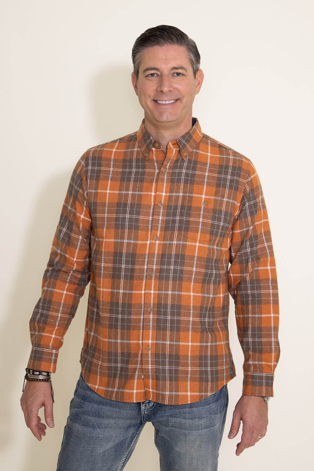 Weatherproof Vintage Flannel Button Down in Burnt Orange, Medium