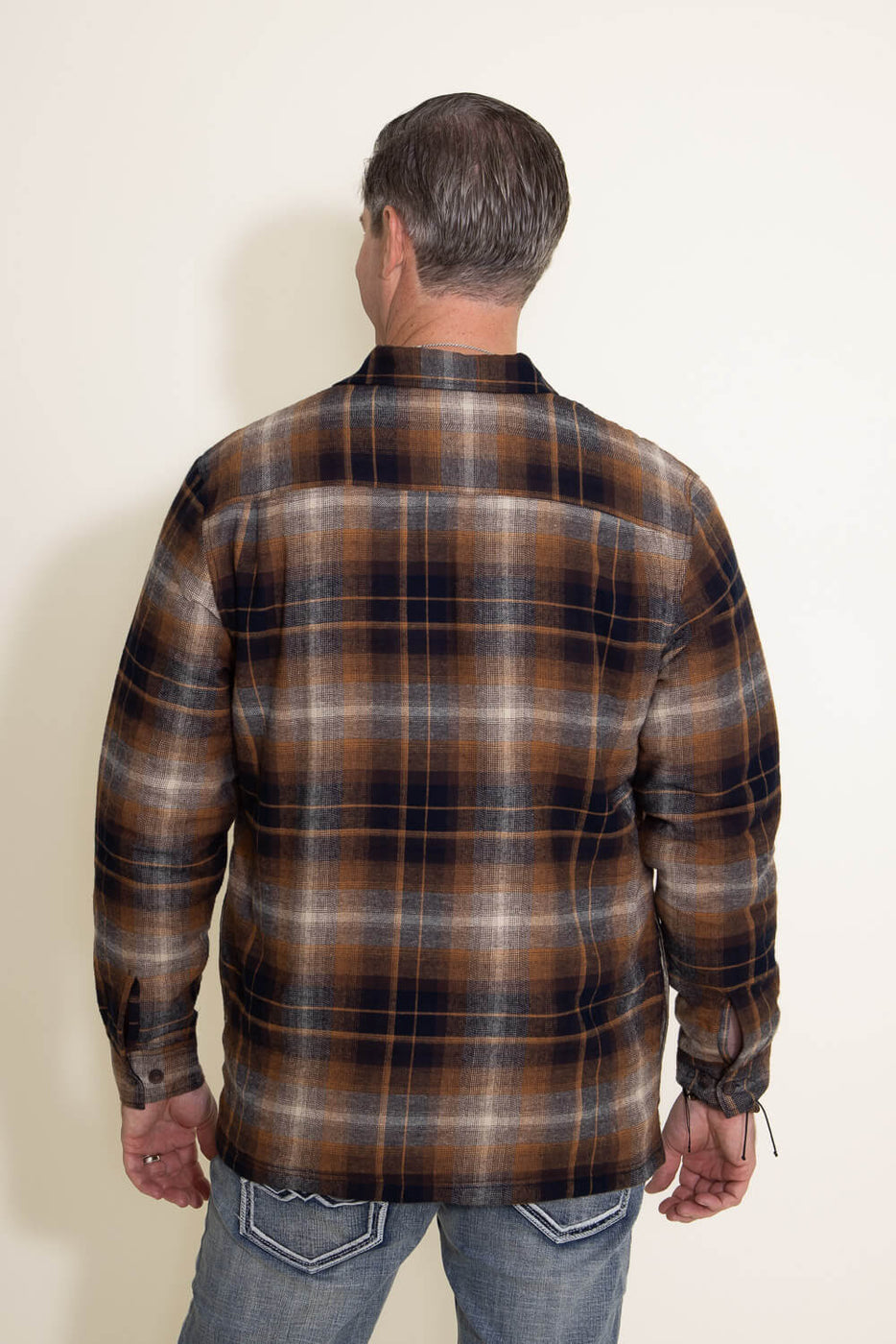 MEN'S SHERPA LINED FLANNEL SHIRT JACKET IN SMOKE - Gellco Outdoors