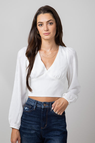 ACOA Open Back Long Sleeve Top for Women in White