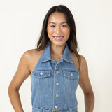 ACOA Western Halter Romper for Women in Denim