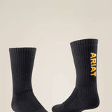 Ariat Premium Ringspun Cotton Crew Socks 3 Pair Pack in Black