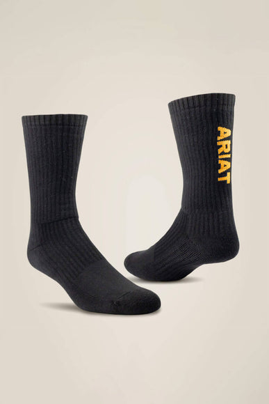 Ariat Premium Ringspun Cotton Crew Socks 3 Pair Pack in Black