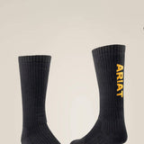 Ariat Premium Ringspun Cotton Mid Calf Socks 3 Pair Pack in Black