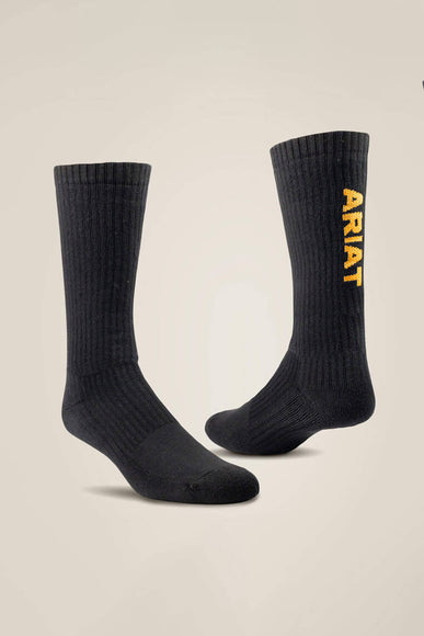 Ariat Premium Ringspun Cotton Mid Calf Socks 3 Pair Pack in Black