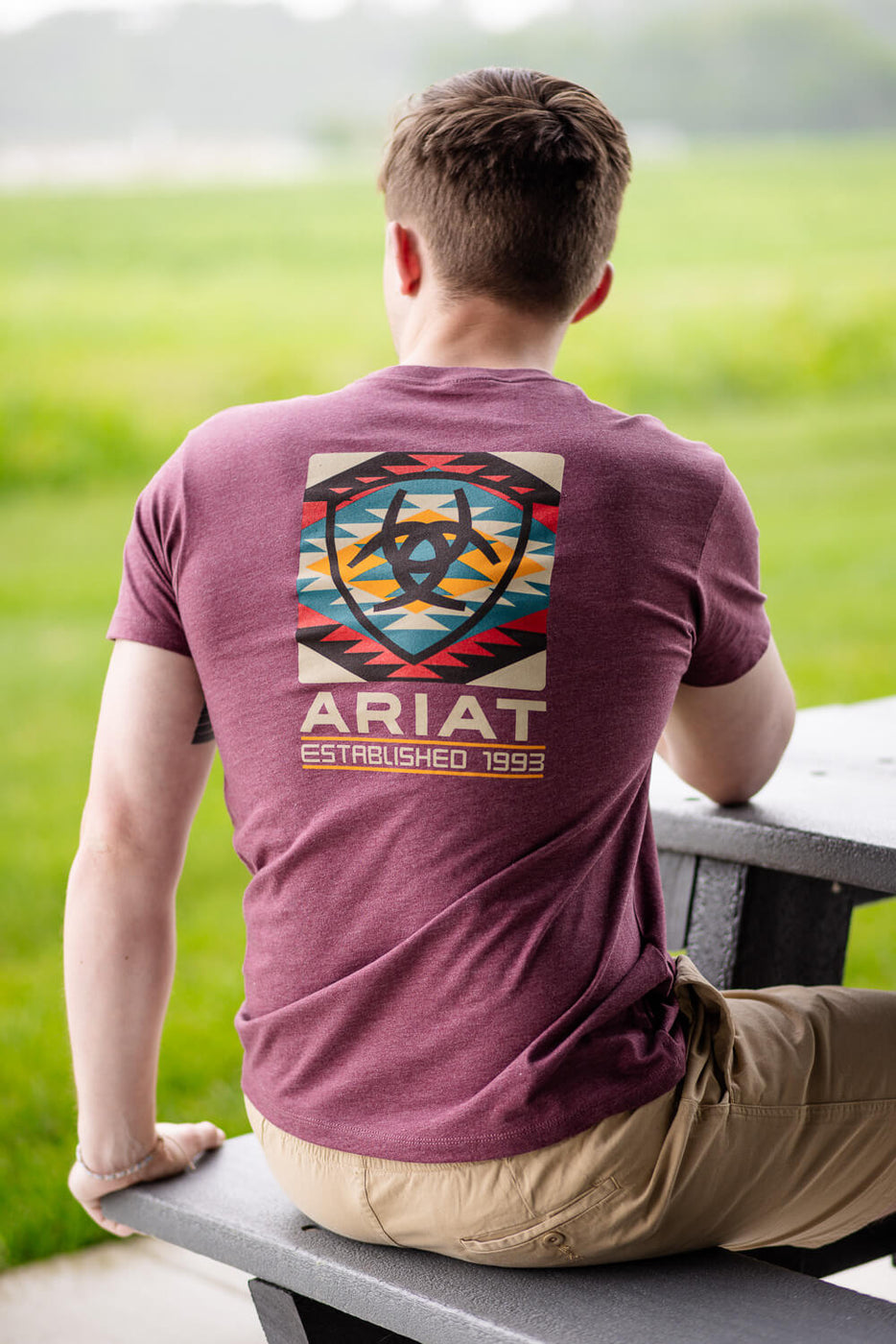 Ariat Serape Fill T Shirt for Men in Burgundy 10051752 BURGUNDY Glik s