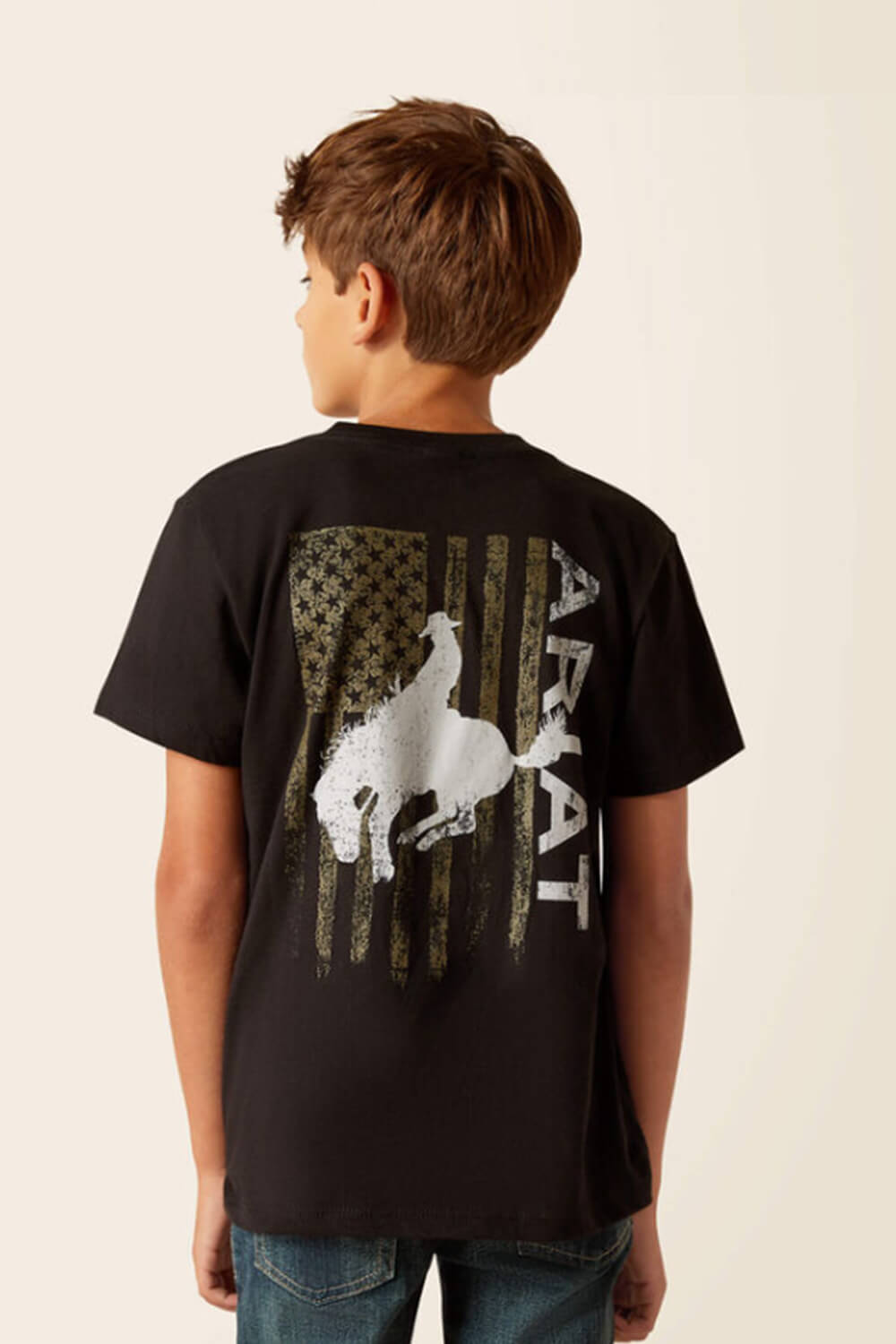 Ariat Youth Bronco Flag T-Shirt for Boys in Black | 10047915-BLK – Glik's