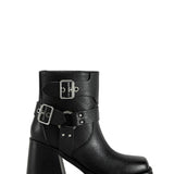 Azalea Wang Scooter Moto Heeled Booties for Women in Black